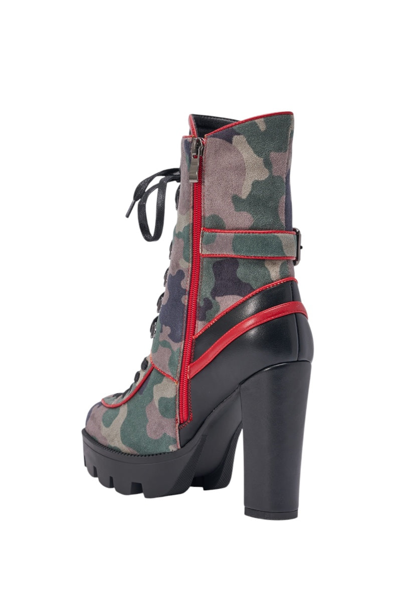 AZALEA WANG BENSON CAMO BLOCK SPORTY BOOTIE