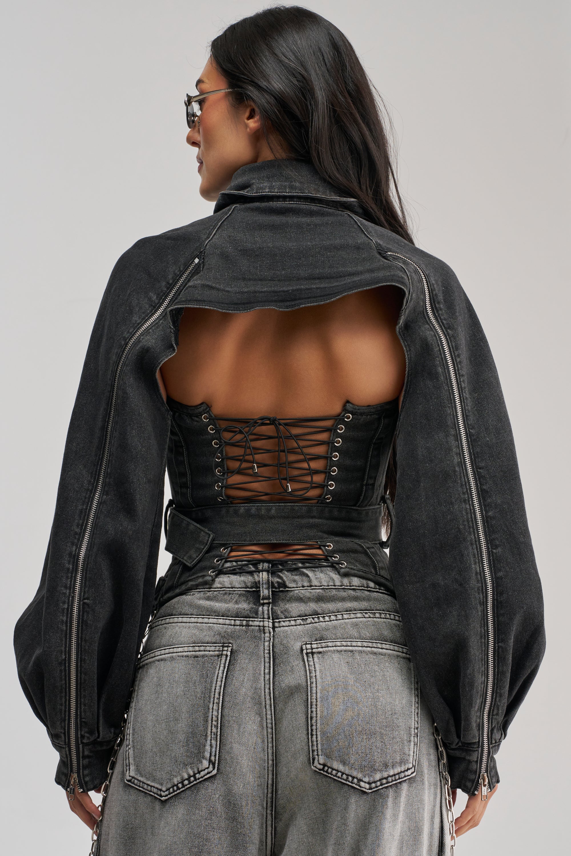 PERK UP STUDDED BOLERO IN DENIM