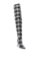 AZALEA WANG BOMBSHELL PLAID THIGH HIGH BOOT