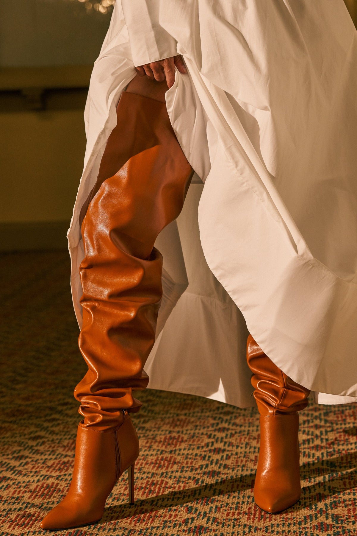 AZALEA WANG BOMBSHELL RUST STILETTO THIGH HIGH BOOT
