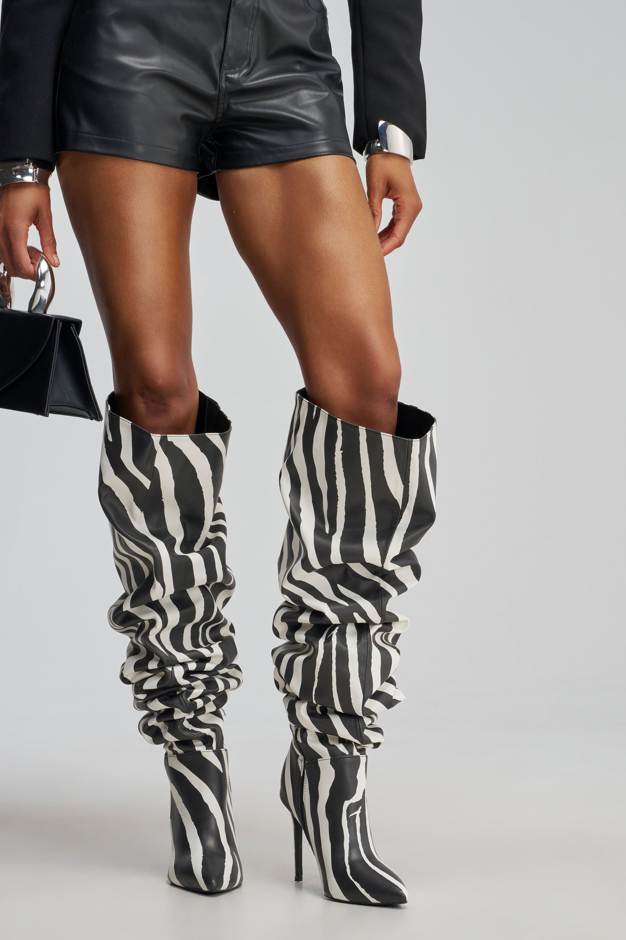AZALEA WANG BOMBSHELL ZEBRA THIGH HIGH BOOT