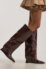AZALEA WANG BRUN BROWN SNAKE WEDGE BOOT