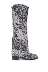 AZALEA WANG CANDACE BLACK AND WHITE SPECKLED FLAT BOOT