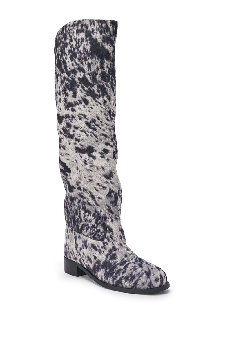 AZALEA WANG CANDACE BLACK AND WHITE SPECKLED FLAT BOOT