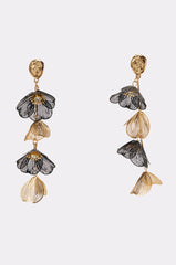 TWO-TONE FLORAL DROP EARRINGS