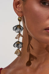TWO-TONE FLORAL DROP EARRINGS