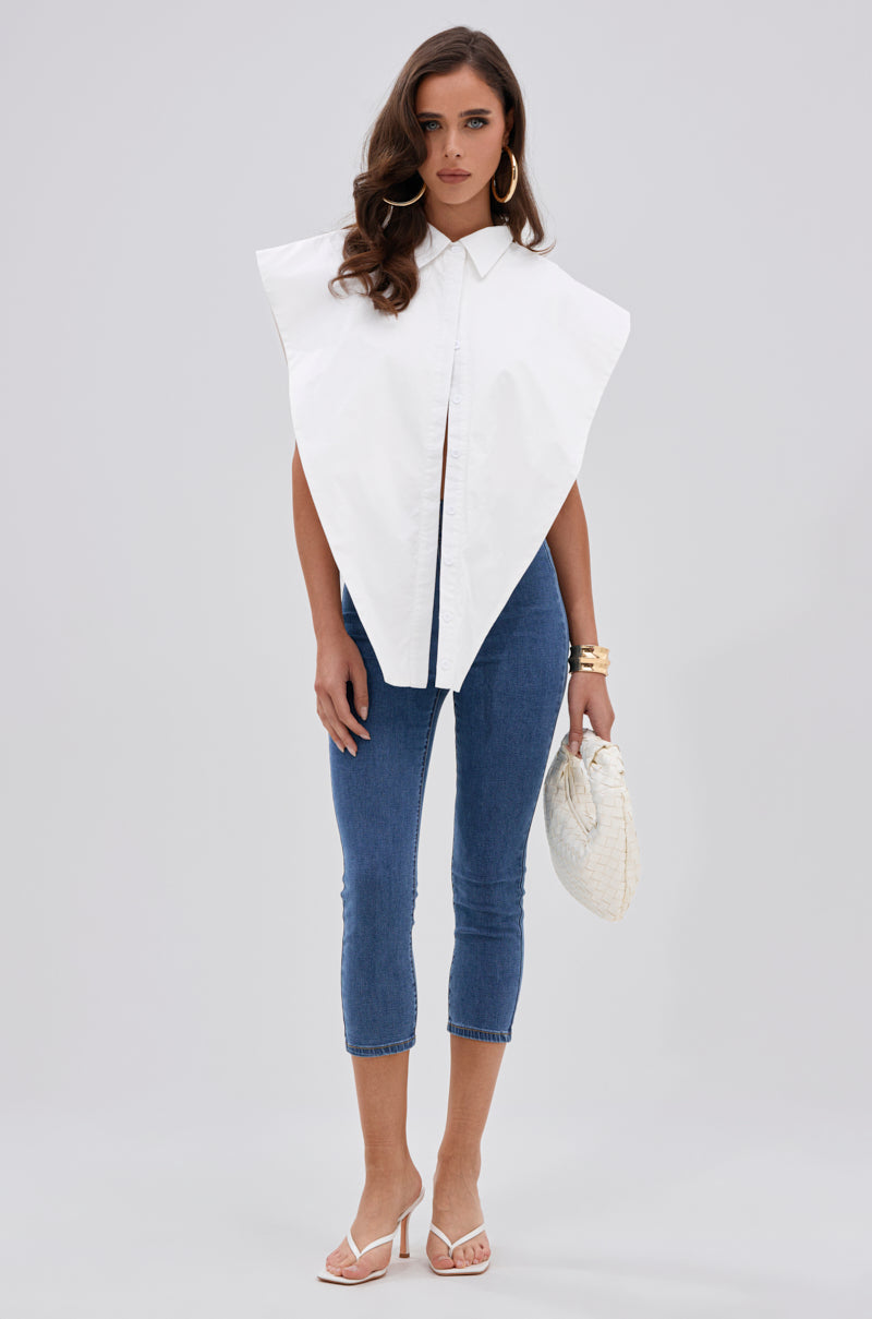 ALWAYS GIVING BUTTON DOWN POPLIN BLOUSE