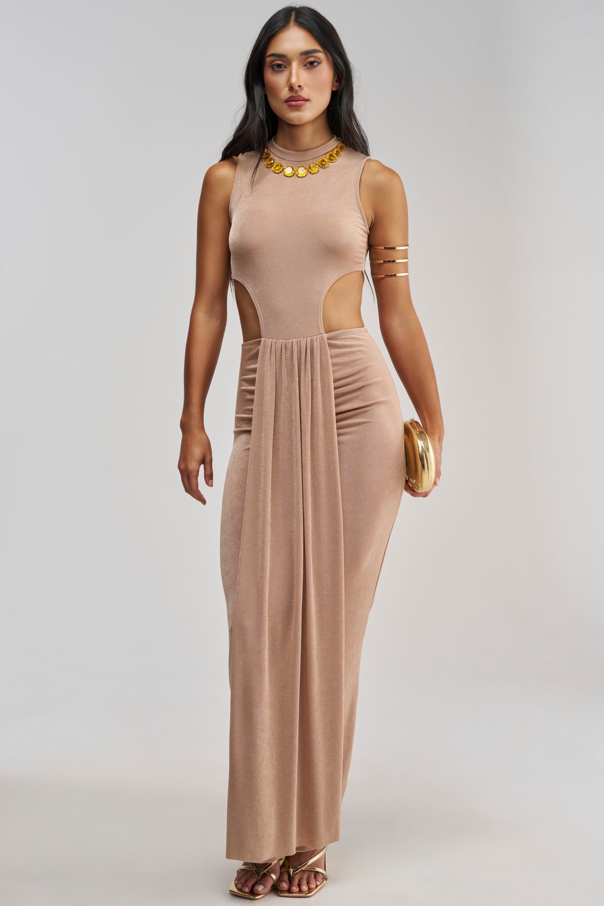 MAKE IT UP TO ME MAXI DRESS IN CARAMEL