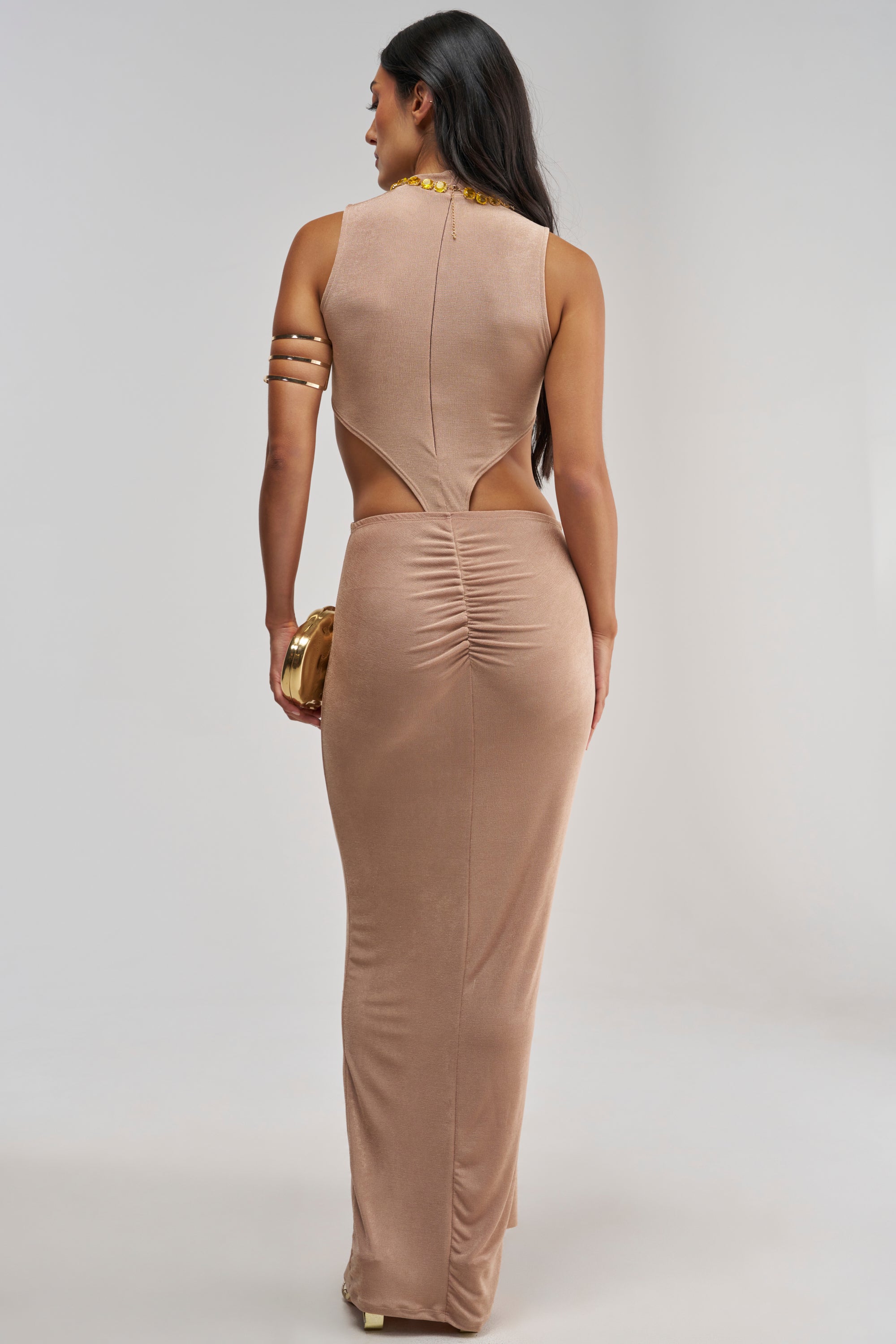 MAKE IT UP TO ME MAXI DRESS IN CARAMEL