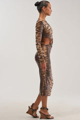MIXED SIGNALS ANIMAL PRINT MIDI DRESS