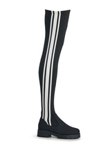 AKIRA GOLD DARBY BLACK FLAT STRETCH SPORTY BOOT