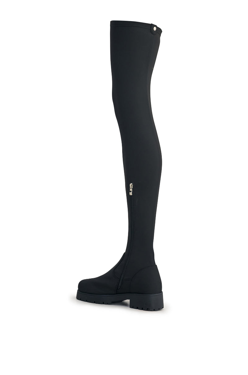 AKIRA GOLD DARBY BLACK FLAT STRETCH SPORTY BOOT