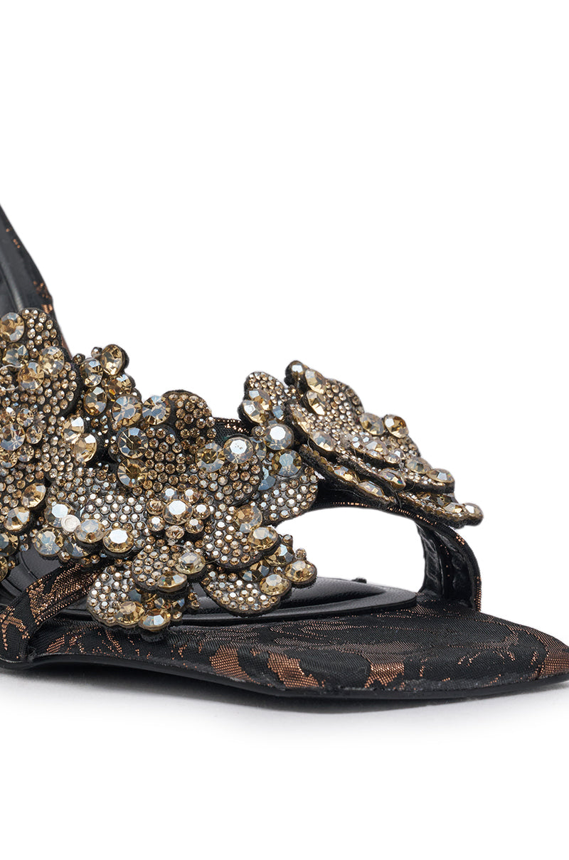 AKIRA GOLD  DEBUTANTE BRONZE RHINESTONE EMEBELLISHED STILETTO SANDAL