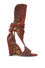 AZALEA WANG DESIRE BROWN MULTI WEDGE SANDAL