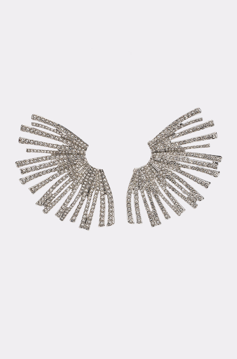 CRYSTAL STARBURST EARRINGS IN CLEAR