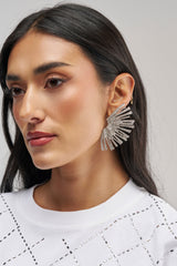 CRYSTAL STARBURST EARRINGS IN CLEAR