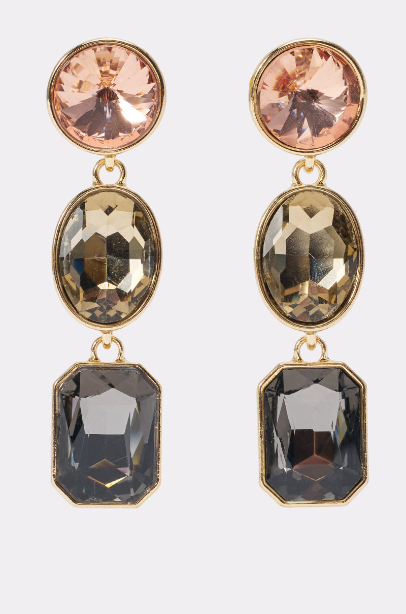 SMOKY CRYSTAL DROP EARRINGS