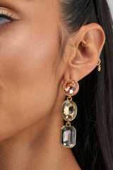 SMOKY CRYSTAL DROP EARRINGS