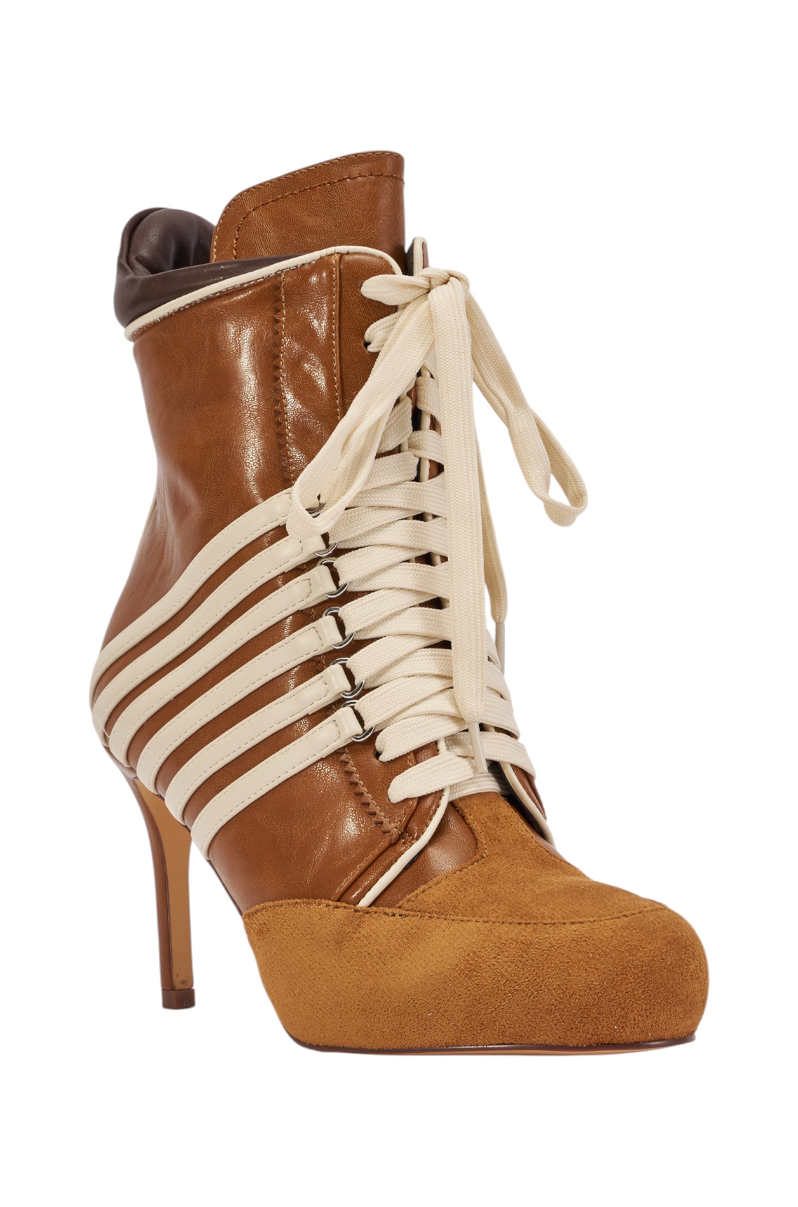 AZALEA WANG ELEVEN BROWN STILETTO SPORTY BOOTIE
