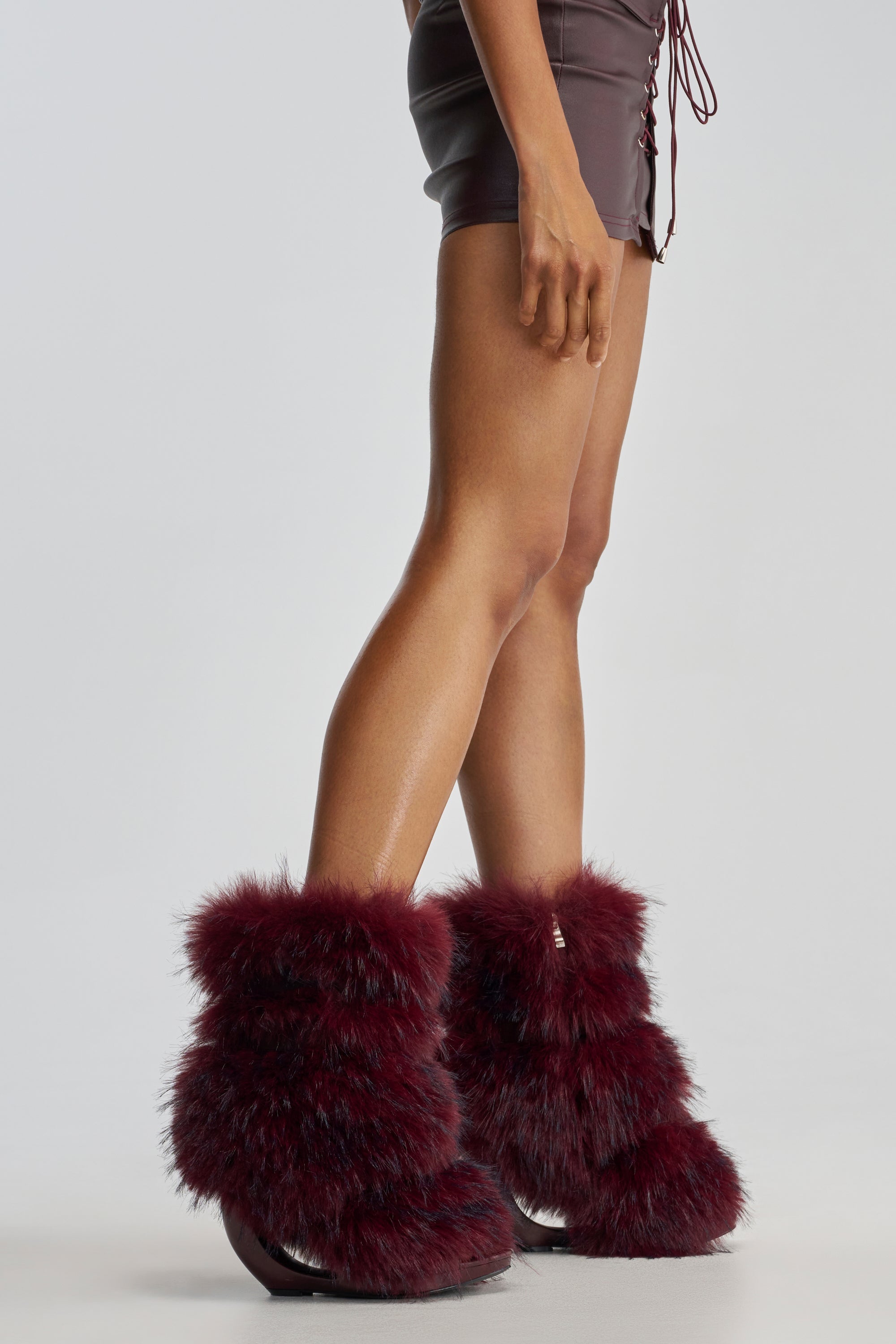 AZALEA WANG ELIANA BURGUNDY OPEN TOE WEDGE BOOTIE