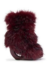 AZALEA WANG ELIANA BURGUNDY OPEN TOE WEDGE BOOTIE