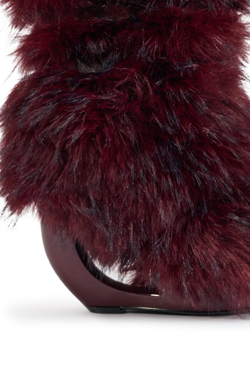 AZALEA WANG ELIANA BURGUNDY OPEN TOE WEDGE BOOTIE