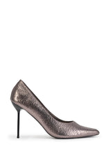 AZALEA WANG ELINORE PEWTER SPLIT POINTED TOE PUMP