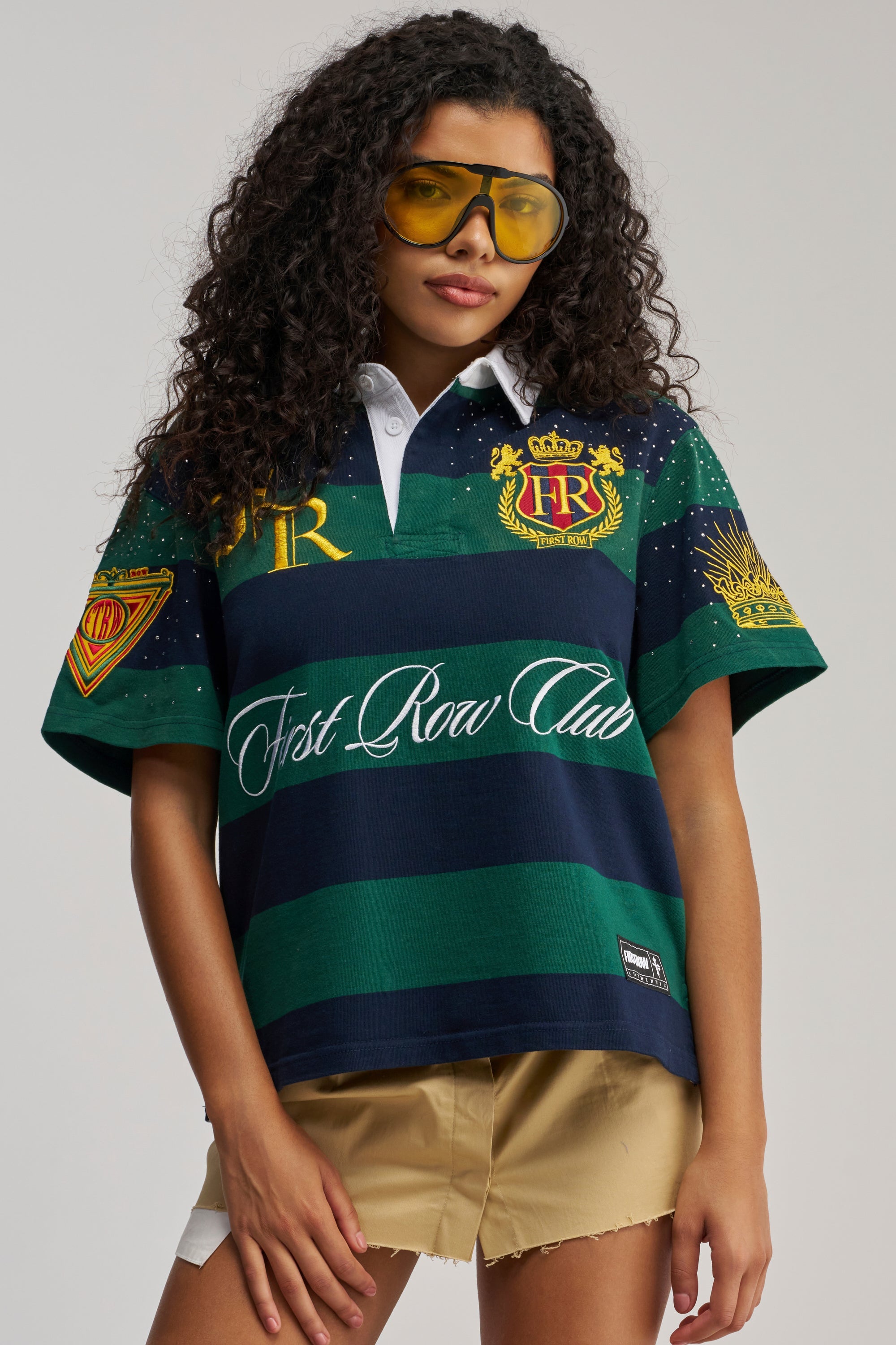FIRST ROW ELITE MEMBER CROPPED STRIPED POLO