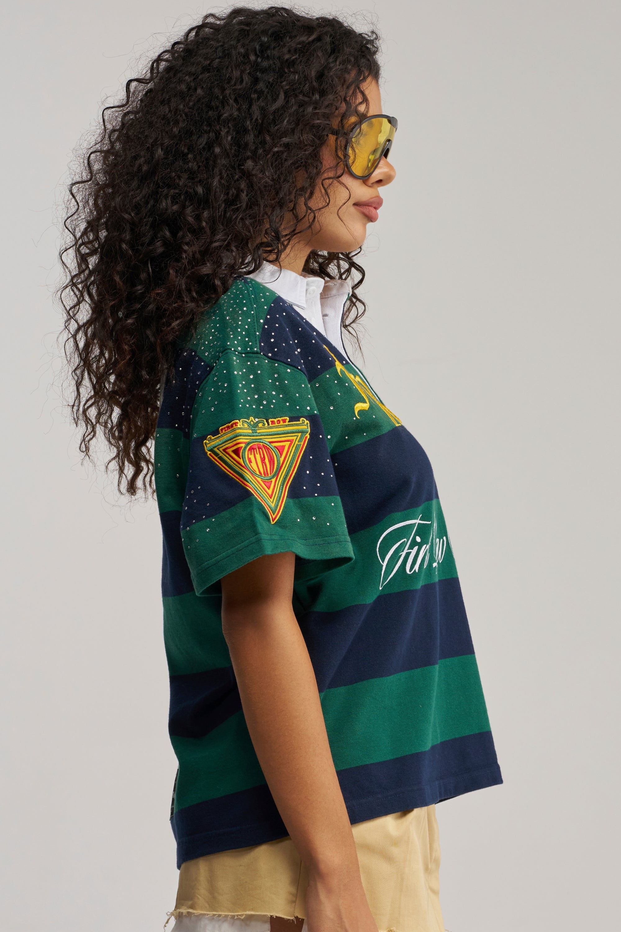 FIRST ROW ELITE MEMBER CROPPED STRIPED POLO