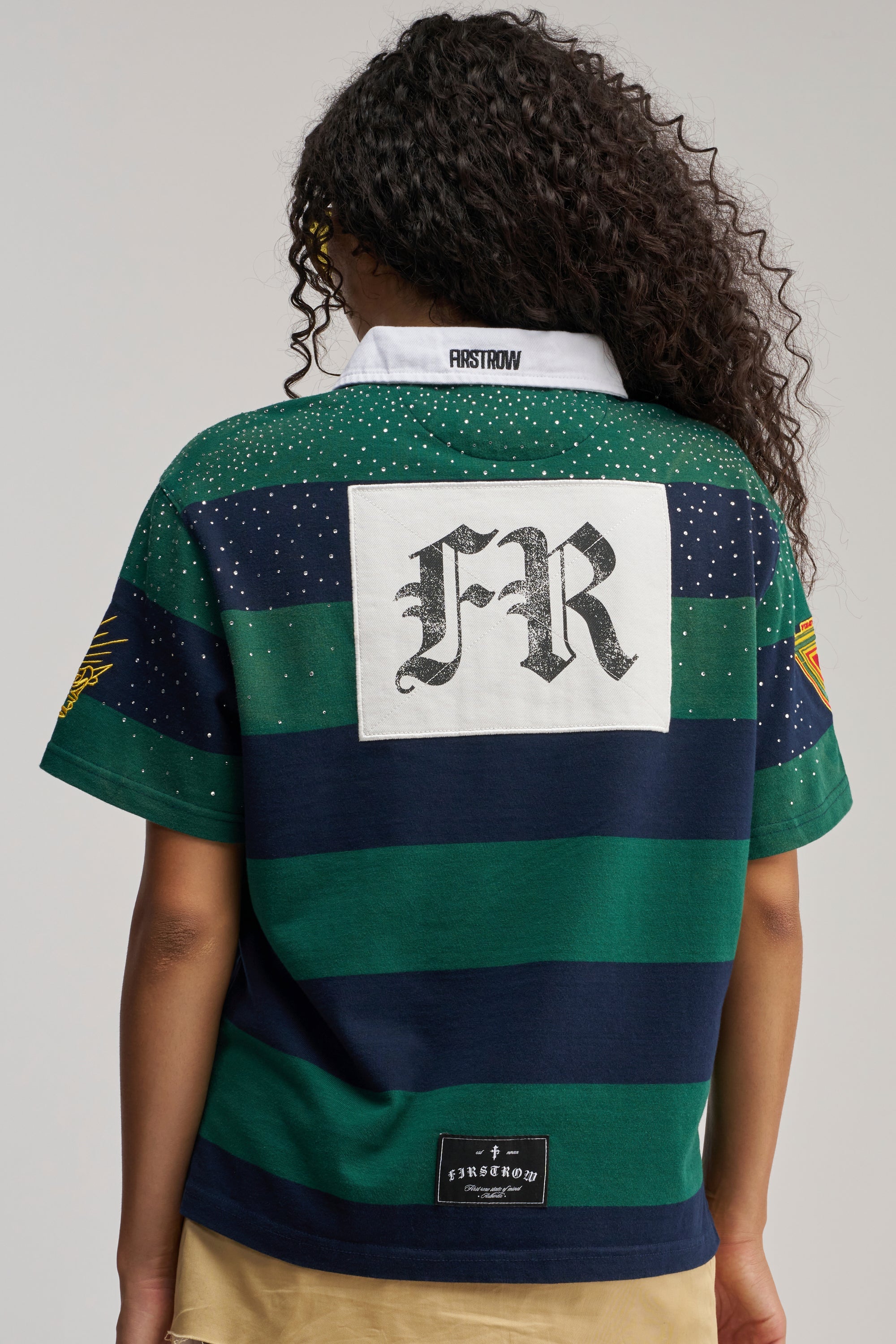FIRST ROW ELITE MEMBER CROPPED STRIPED POLO