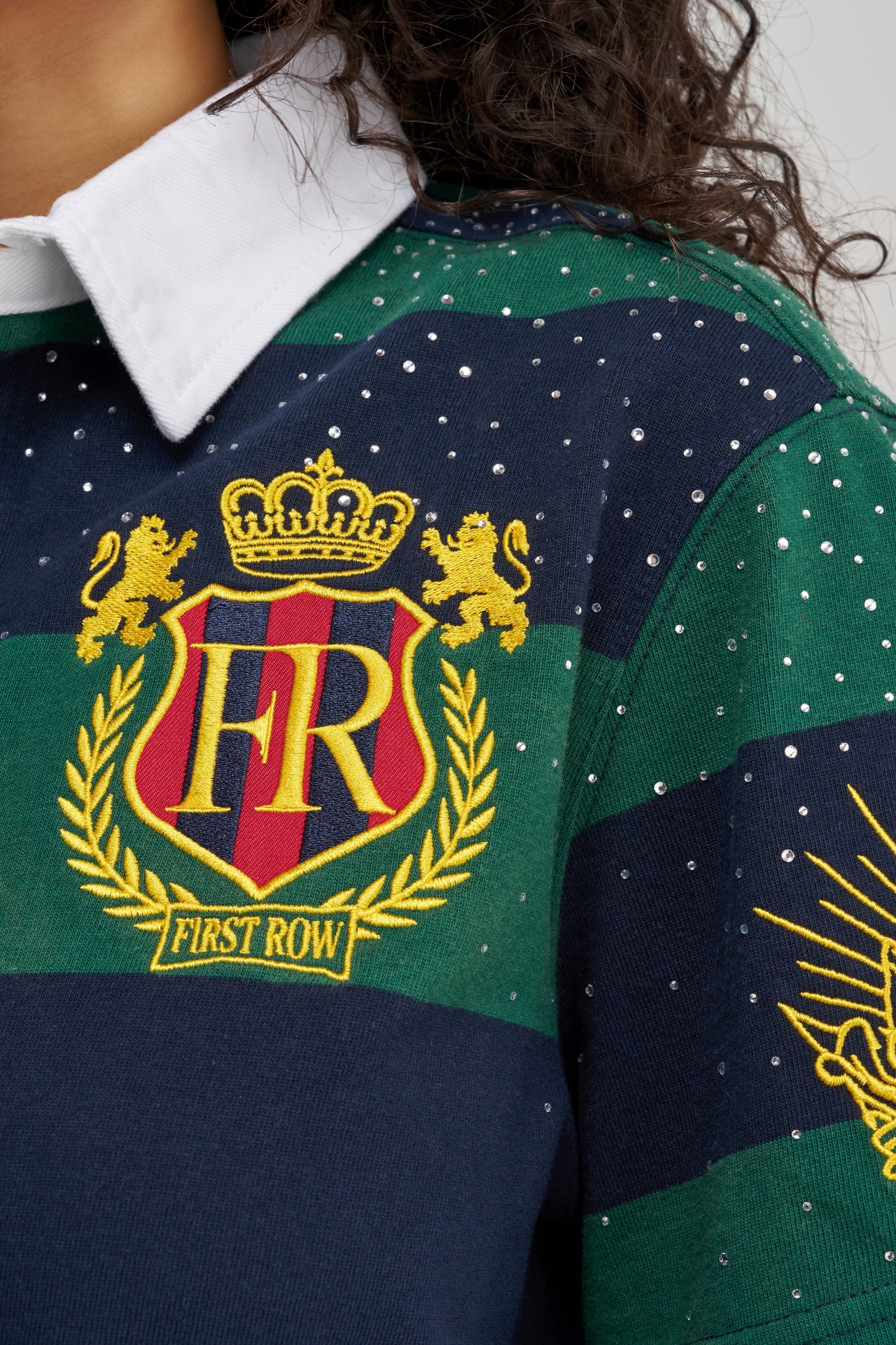 FIRST ROW ELITE MEMBER CROPPED STRIPED POLO