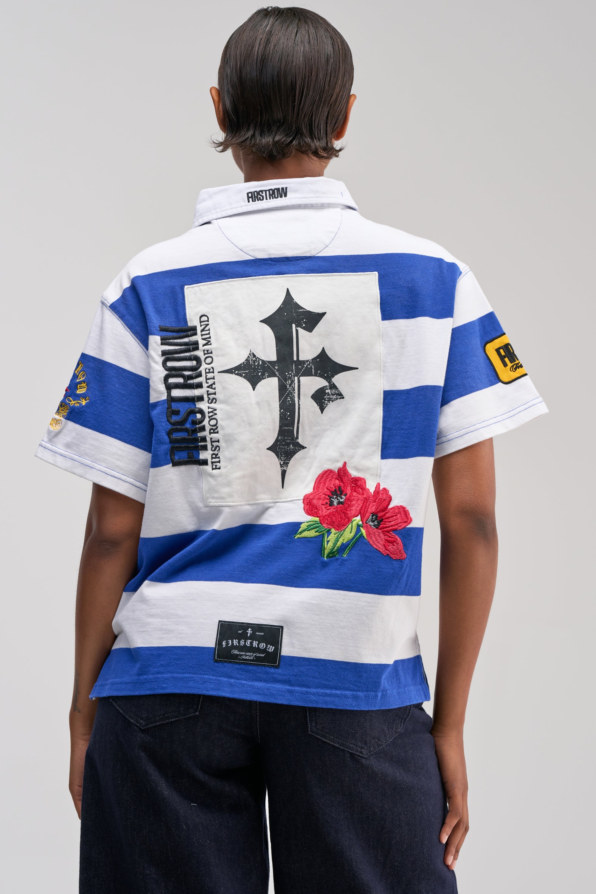 FIRST ROW ICON STATUS CROPPED STRIPED POLO