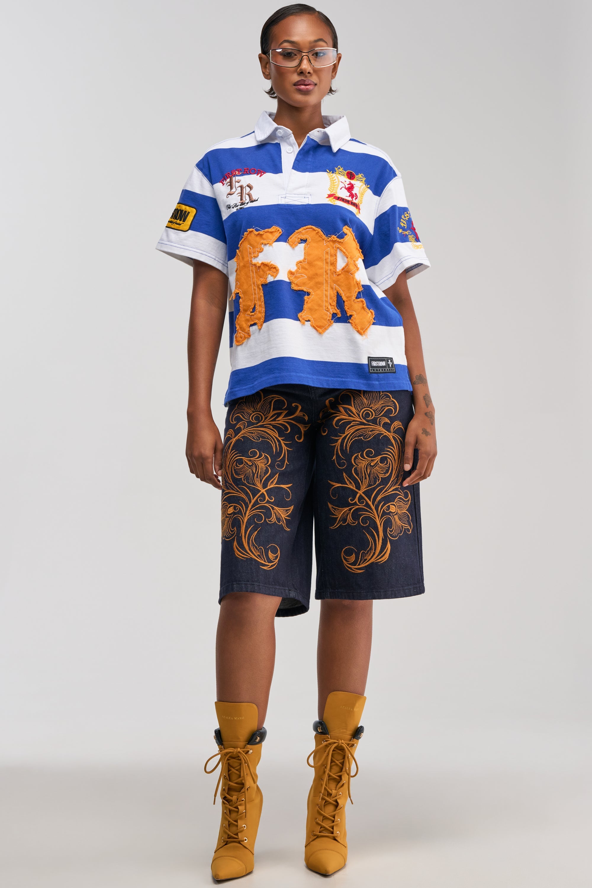 FIRST ROW ICON STATUS CROPPED STRIPED POLO