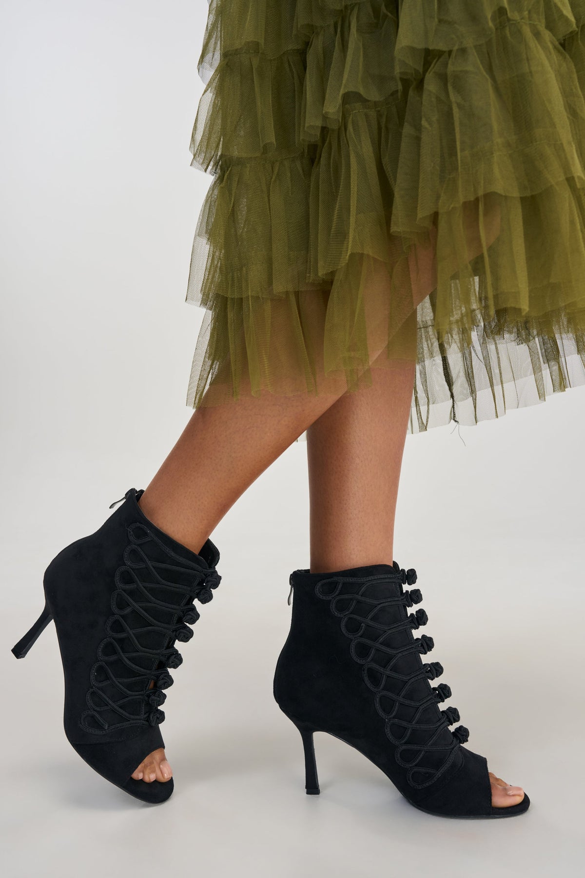 AZALEA WANG GENTRY BLACK MILITARY STILETTO BOOTIE
