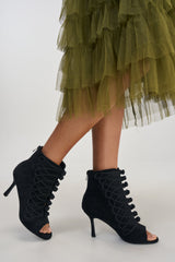 AZALEA WANG GENTRY BLACK MILITARY STILETTO BOOTIE