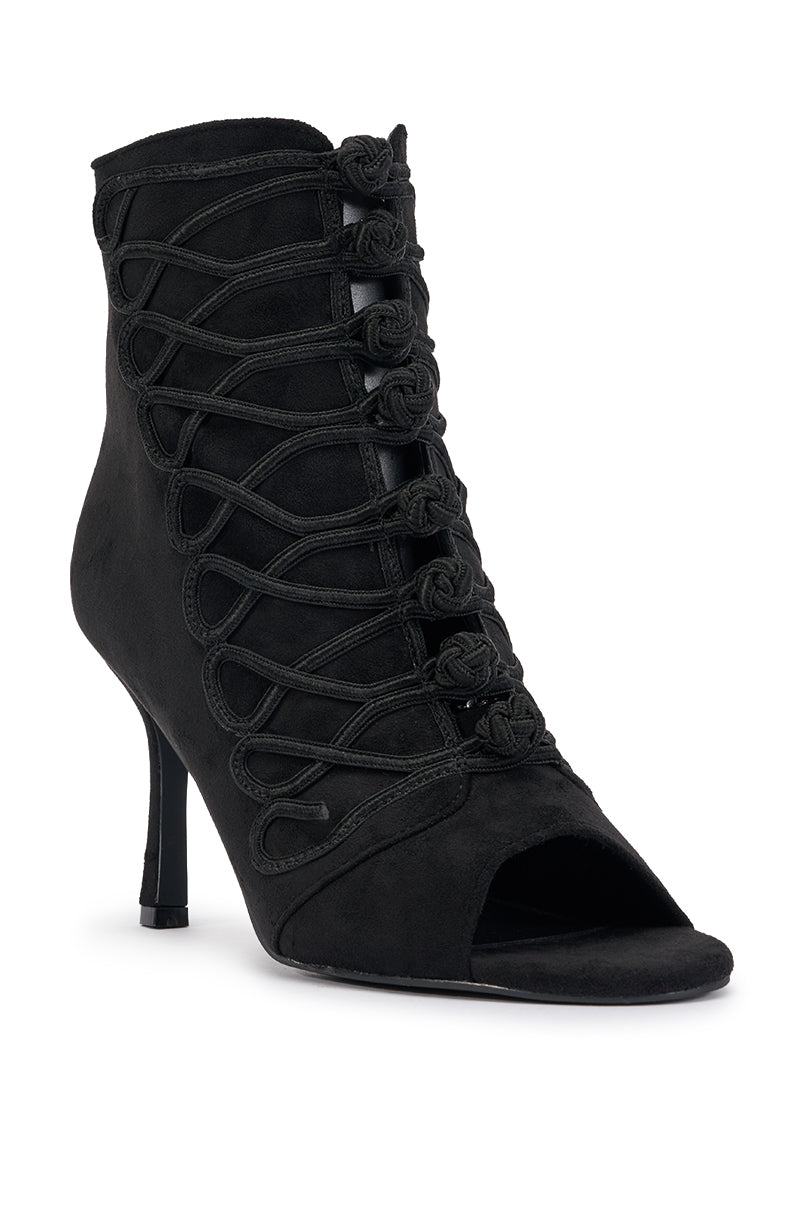 AZALEA WANG GENTRY BLACK MILITARY STILETTO BOOTIE