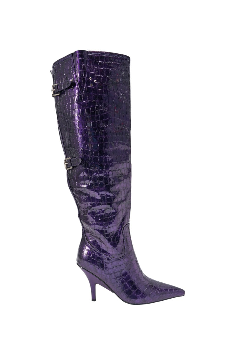 AZALEA WANG GESINE PURPLE CROC PATENT LUXE BOOT