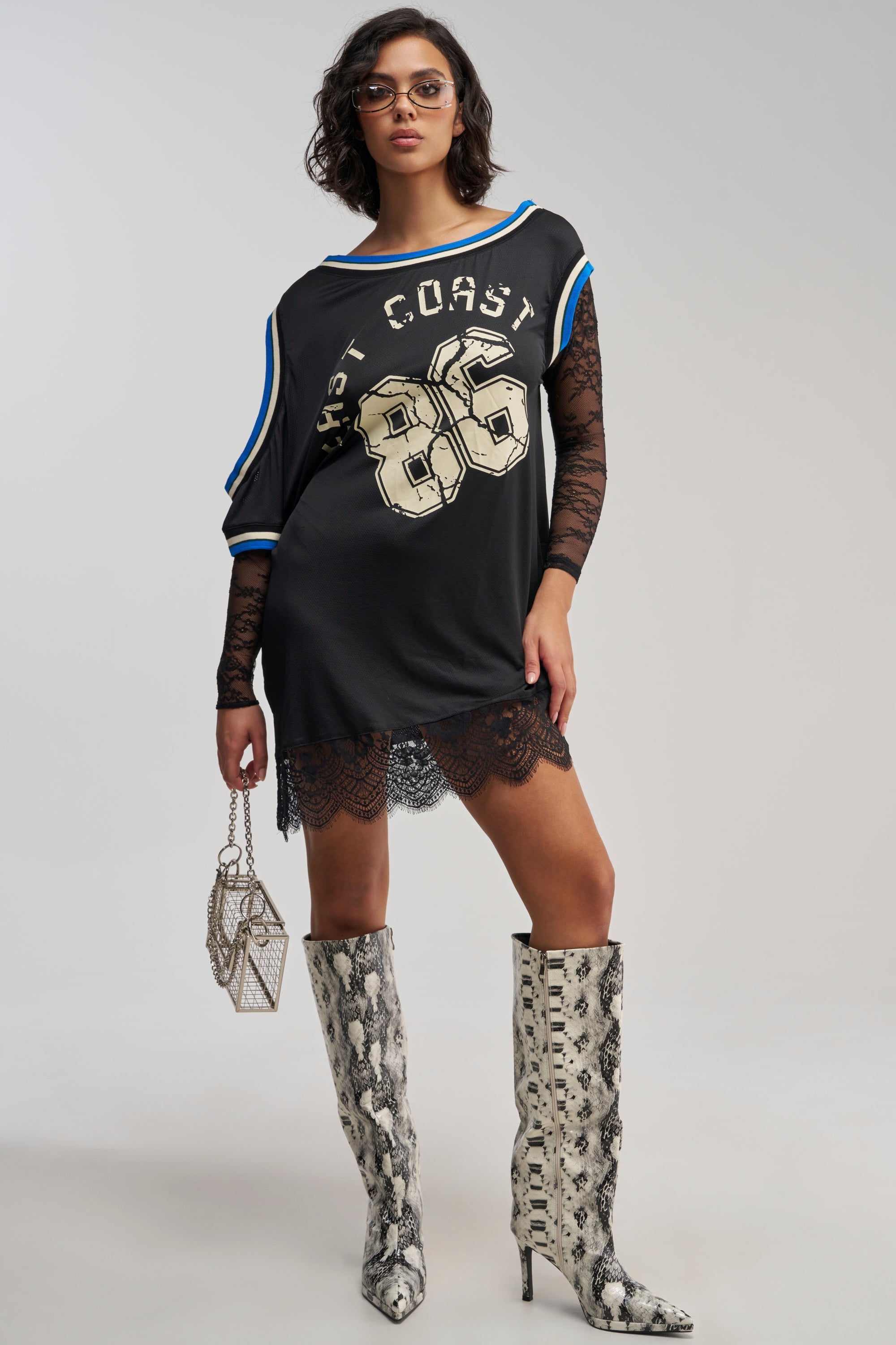 PUT ME IN COACH LACE MINI JERSEY DRESS