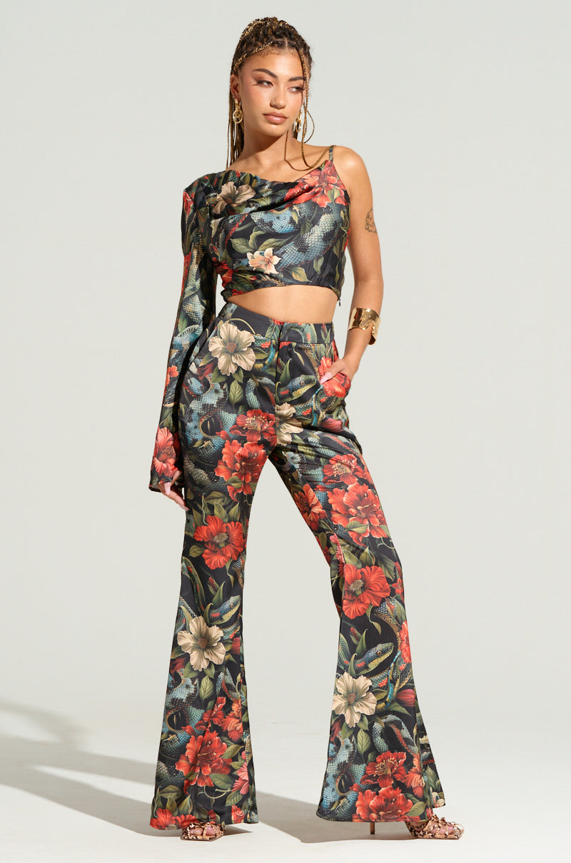 DON'T GET IT TWISTED PRINTED SATIN BLOUSE