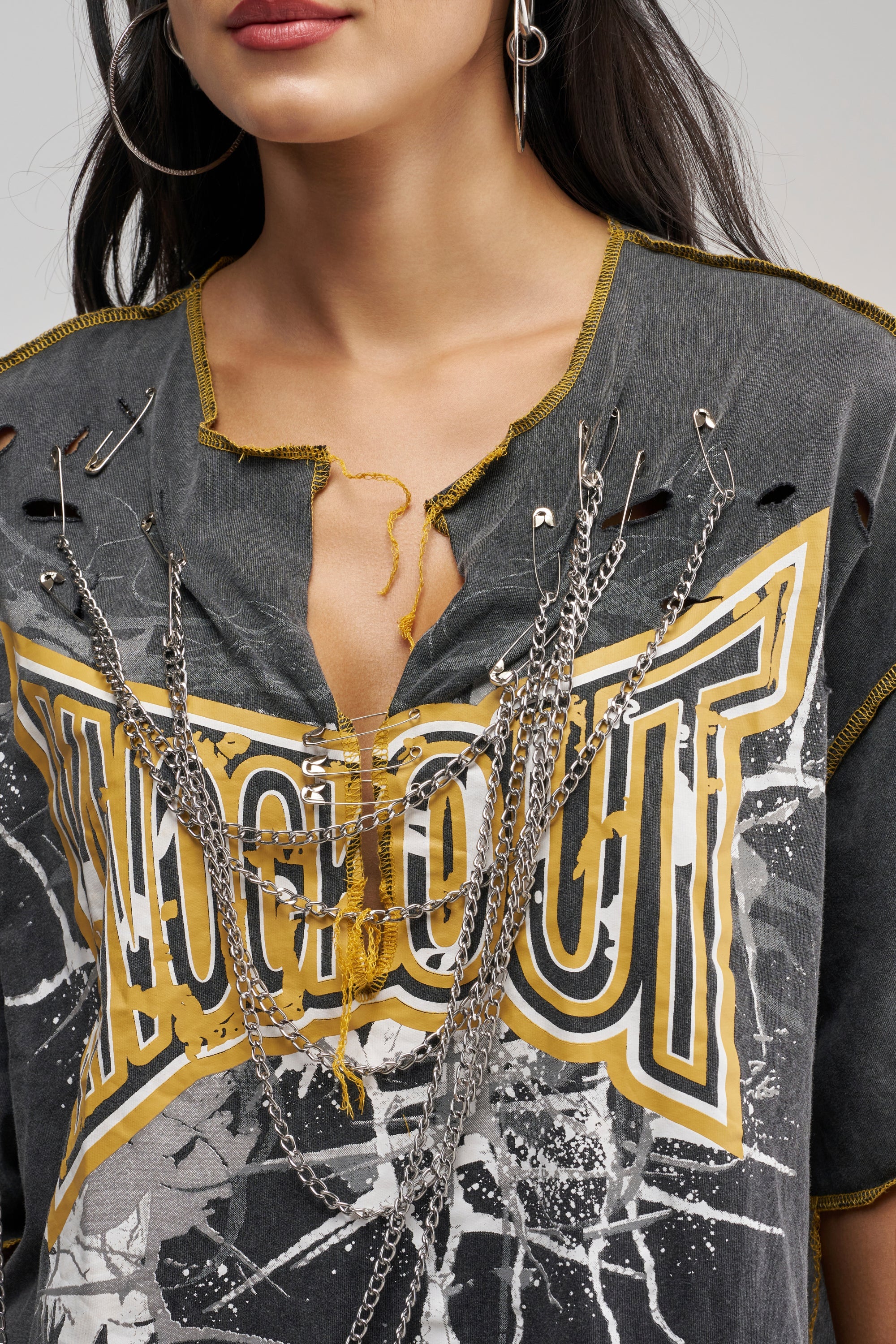 KNOCKOUT OVERSIZED TEE IN GREY MULTI
