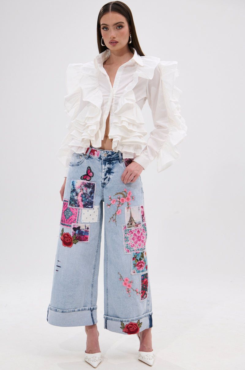 STAR OF THE SHOW RUFFLE BUTTON DOWN