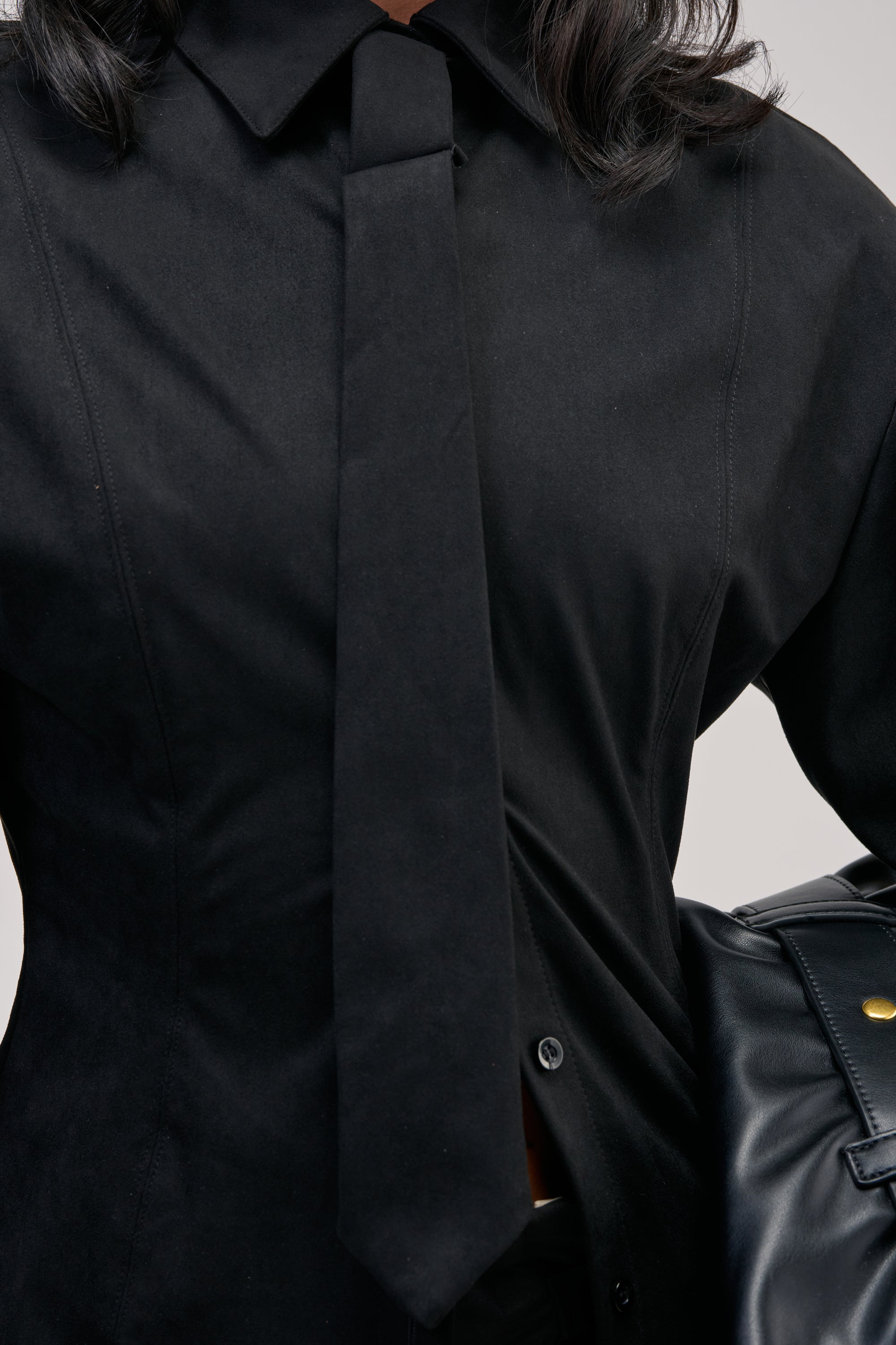 SHE MEANS BUSINESS SUEDE BUTTON DOWN