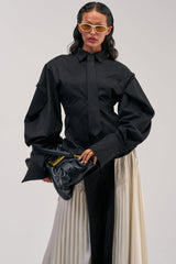 SHE MEANS BUSINESS SUEDE BUTTON DOWN
