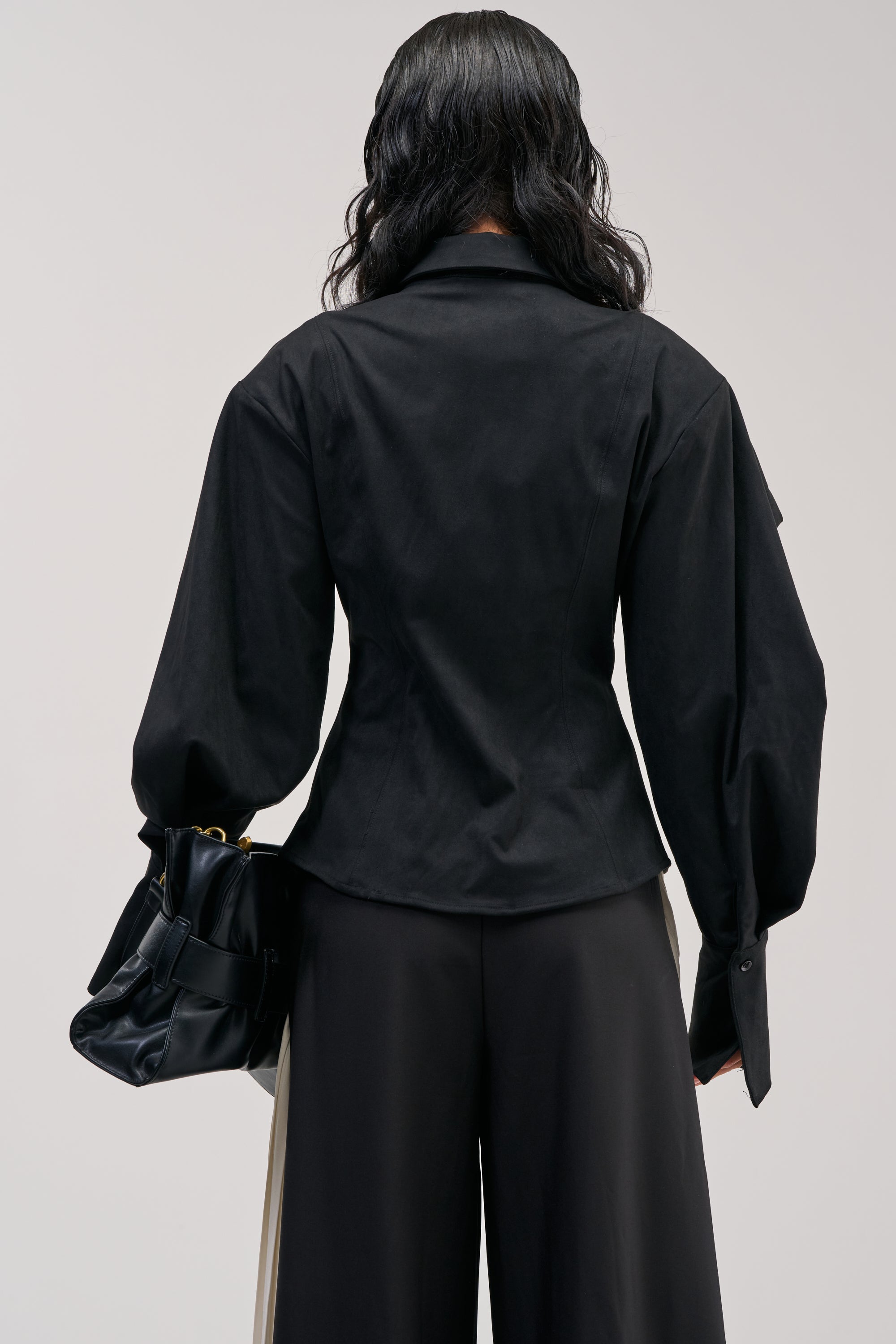 SHE MEANS BUSINESS SUEDE BUTTON DOWN