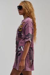NEVER TOO MUCH DISTRESSED OVERSIZED TEE IN PLUM