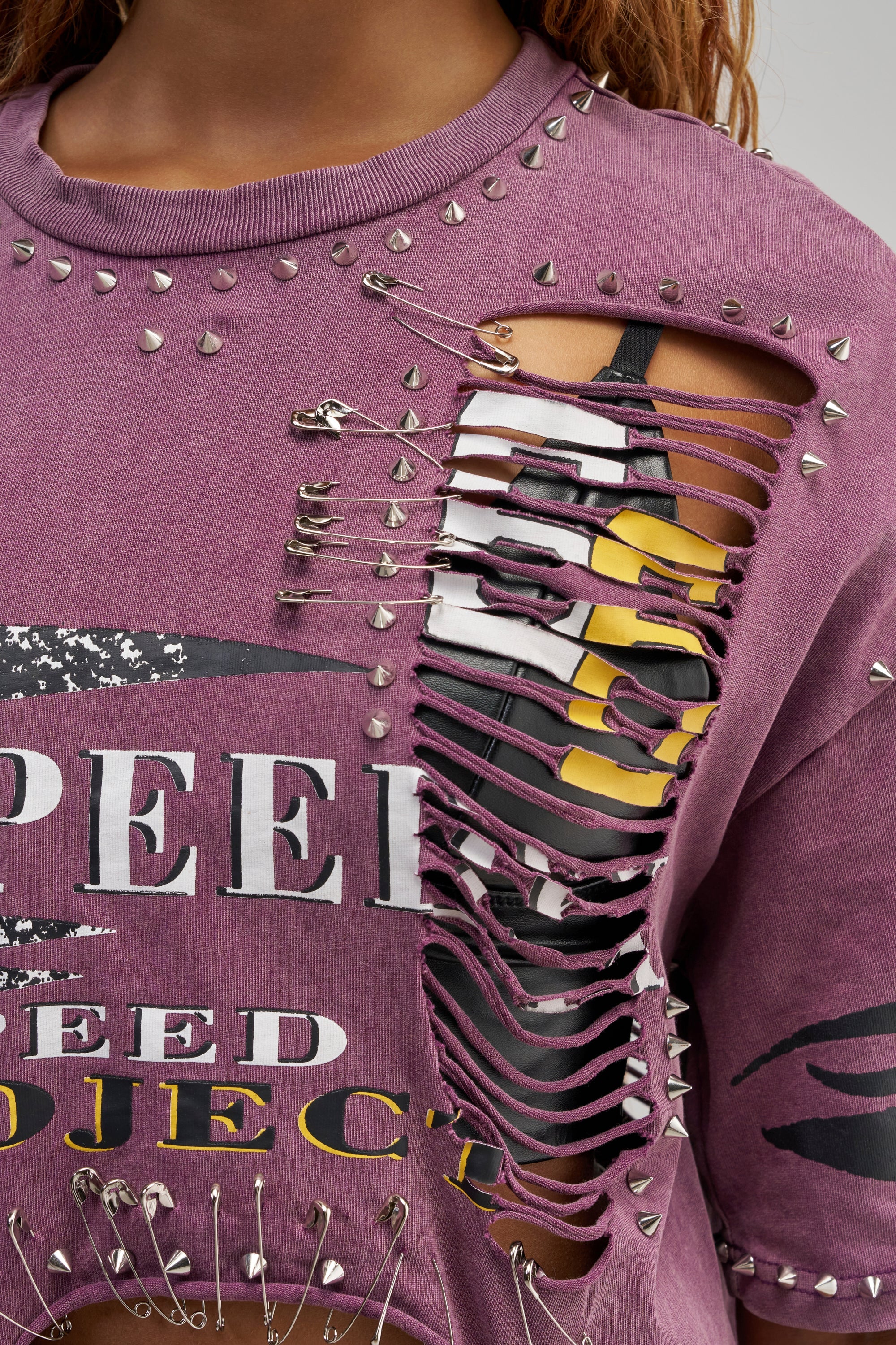 NEVER TOO MUCH DISTRESSED OVERSIZED TEE IN PLUM