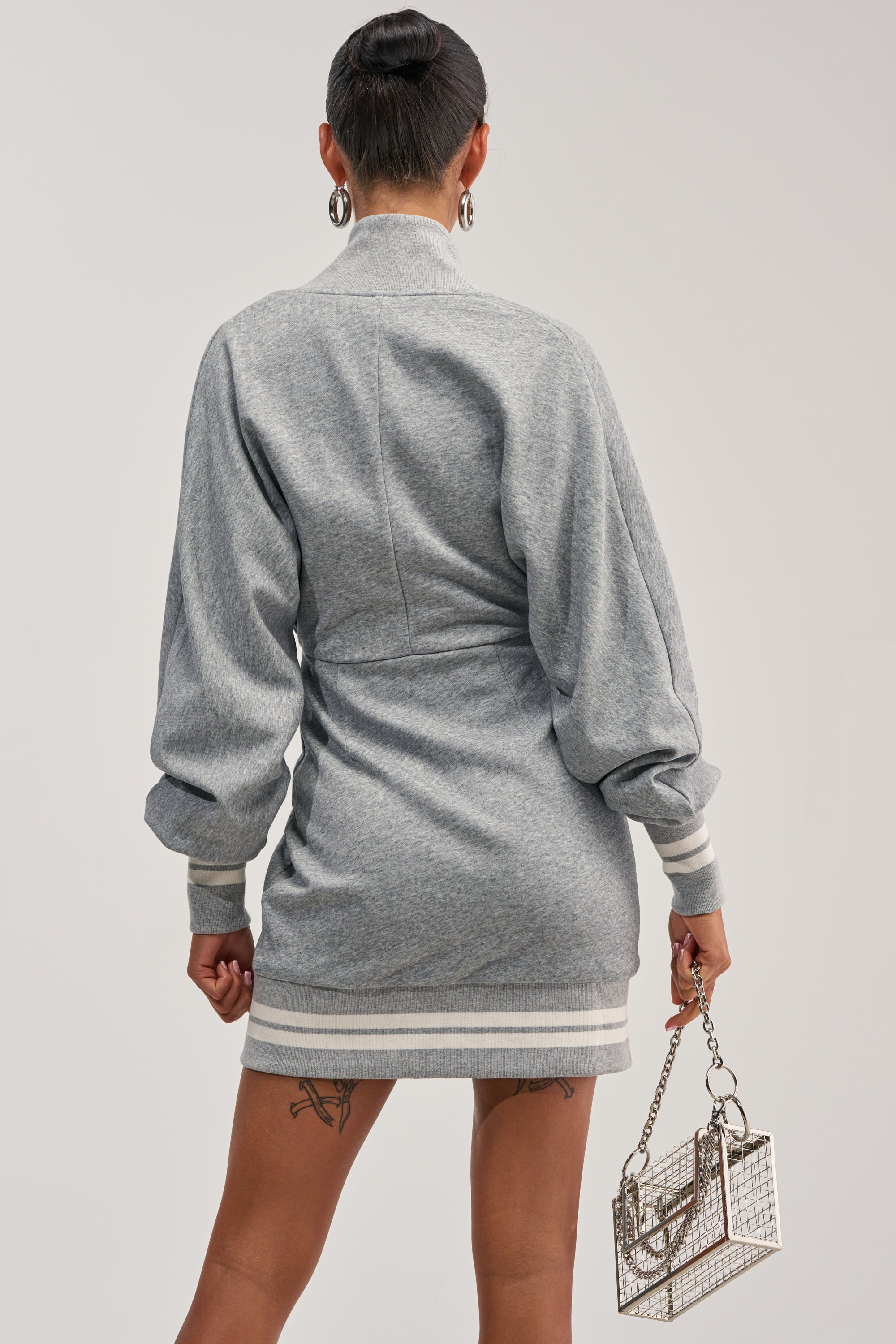 FAST LANE MINI DRESS IN HEATHER GREY