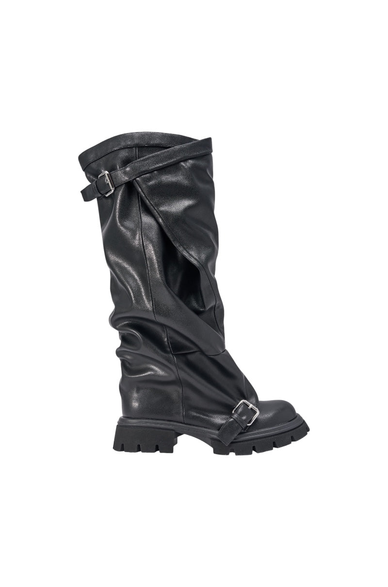 AZALEA WANG GOMEZ BLACK KNEE HIGH BOOT