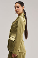IRIS SATIN BLAZER IN OLIVE