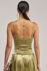 IRIS SATIN CORSET IN OLIVE